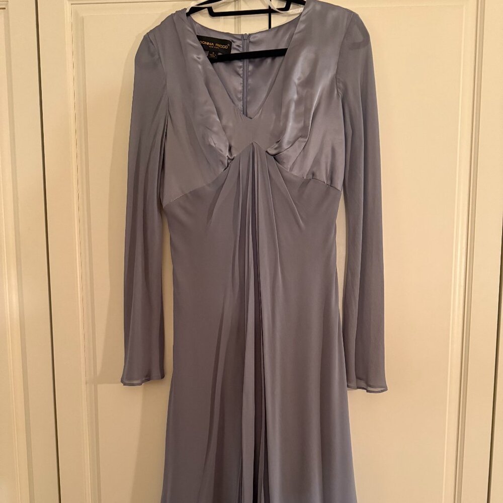 VINTAGE Grey Satin and Chiffon Donna Riccio Dress Excellent Condition Size 8